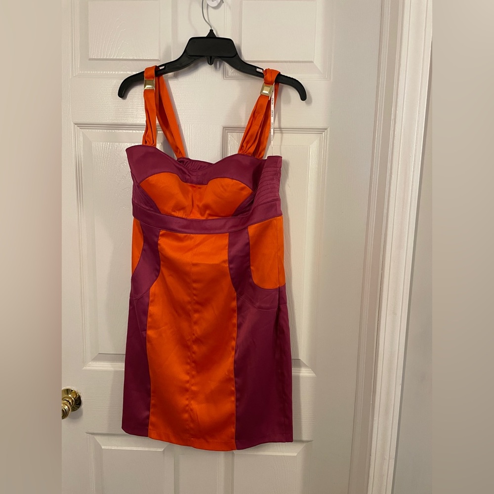 XOXO Coral Orange And Purple Color Block Dress. Size  11/12.